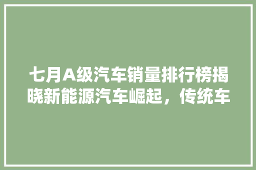 七月A级汽车销量排行榜揭晓新能源汽车崛起，传统车企面临挑战