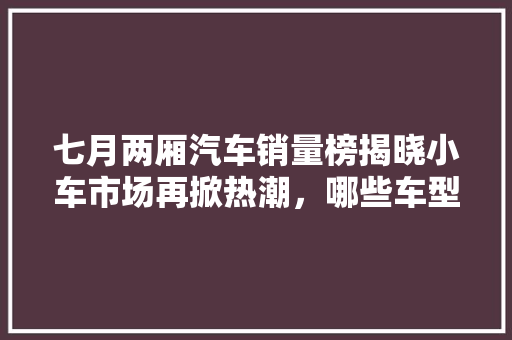 七月两厢汽车销量榜揭晓小车市场再掀热潮，哪些车型脱颖而出