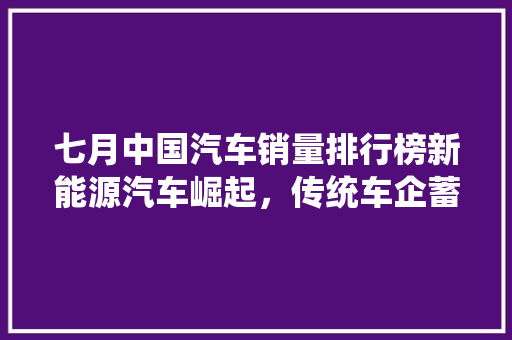 七月中国汽车销量排行榜新能源汽车崛起，传统车企蓄力转型