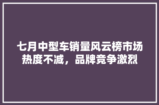 七月中型车销量风云榜市场热度不减，品牌竞争激烈