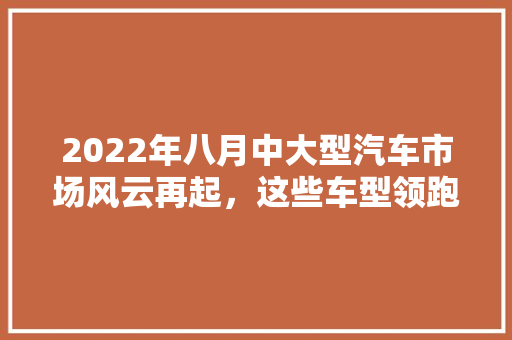 2022年八月中大型汽车市场风云再起，这些车型领跑市场