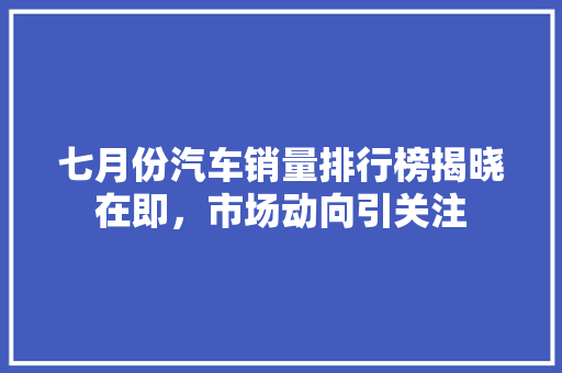 七月份汽车销量排行榜揭晓在即，市场动向引关注