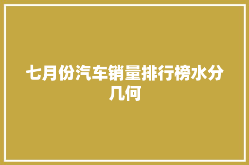 七月份汽车销量排行榜水分几何