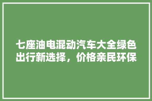 七座油电混动汽车大全绿色出行新选择，价格亲民环保先行