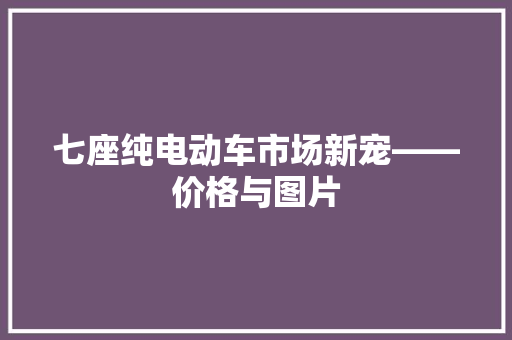 七座纯电动车市场新宠——价格与图片