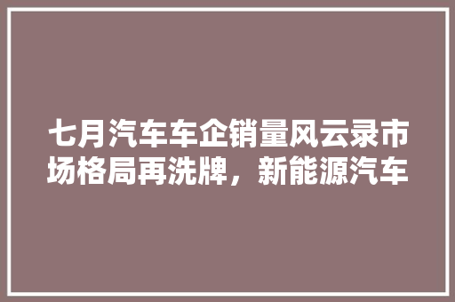 七月汽车车企销量风云录市场格局再洗牌，新能源汽车崛起