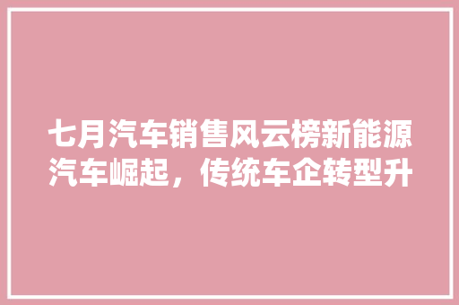 七月汽车销售风云榜新能源汽车崛起，传统车企转型升级