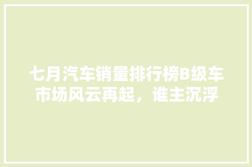 七月汽车销量排行榜B级车市场风云再起，谁主沉浮