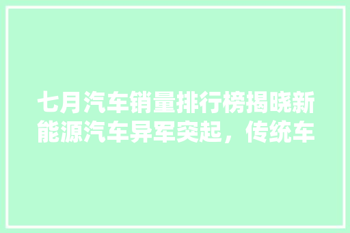 七月汽车销量排行榜揭晓新能源汽车异军突起，传统车企面临挑战