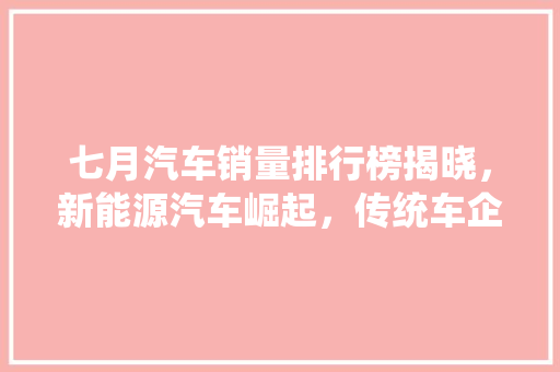 七月汽车销量排行榜揭晓，新能源汽车崛起，传统车企面临挑战