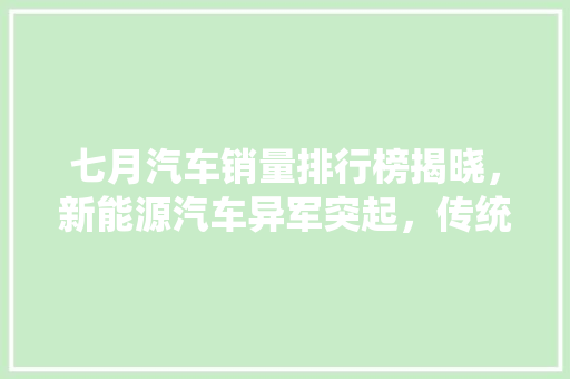 七月汽车销量排行榜揭晓，新能源汽车异军突起，传统车企面临挑战