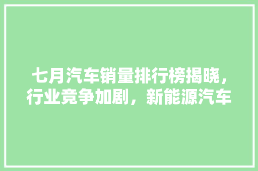 七月汽车销量排行榜揭晓，行业竞争加剧，新能源汽车崛起