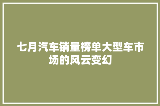 七月汽车销量榜单大型车市场的风云变幻
