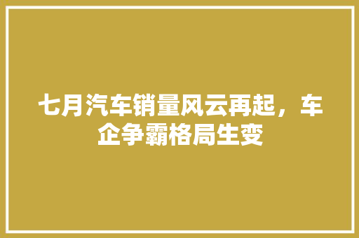 七月汽车销量风云再起，车企争霸格局生变