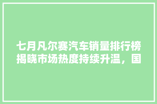 七月凡尔赛汽车销量排行榜揭晓市场热度持续升温，国产车崛起势头强劲