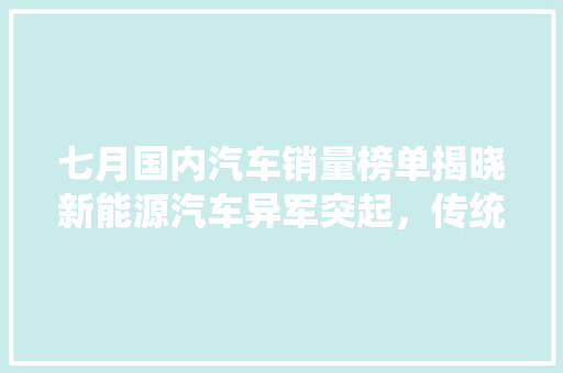 七月国内汽车销量榜单揭晓新能源汽车异军突起，传统车企蓄势待发