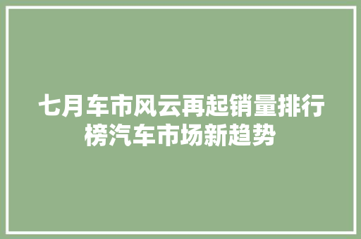 七月车市风云再起销量排行榜汽车市场新趋势