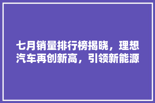 七月销量排行榜揭晓，理想汽车再创新高，引领新能源汽车市场新潮流
