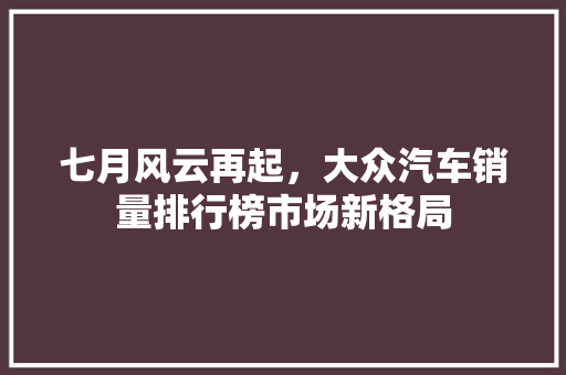 七月风云再起，大众汽车销量排行榜市场新格局
