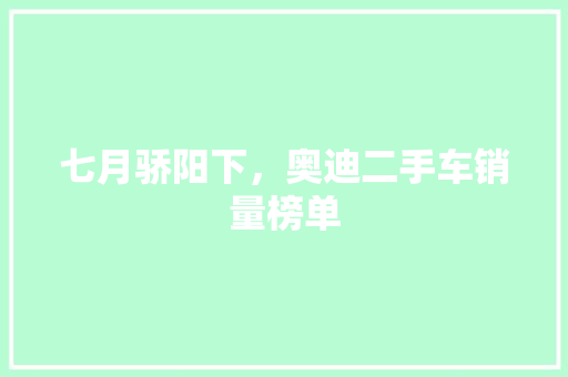 七月骄阳下，奥迪二手车销量榜单