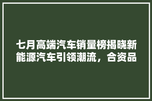 七月高端汽车销量榜揭晓新能源汽车引领潮流，合资品牌稳居前列