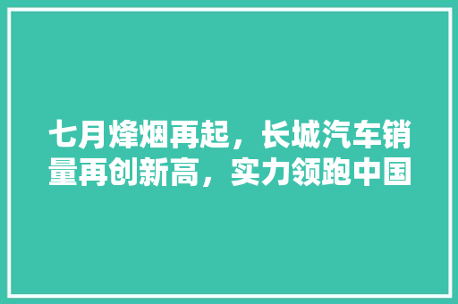 七月烽烟再起，长城汽车销量再创新高，实力领跑中国车市