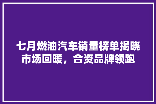 七月燃油汽车销量榜单揭晓市场回暖，合资品牌领跑