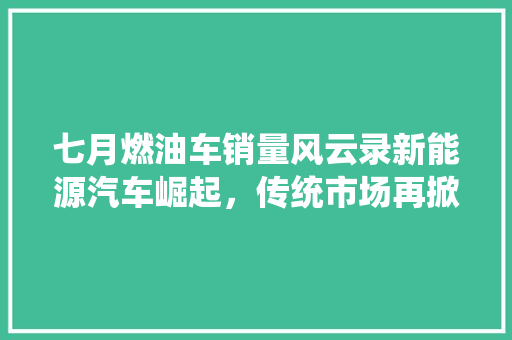 七月燃油车销量风云录新能源汽车崛起，传统市场再掀波澜