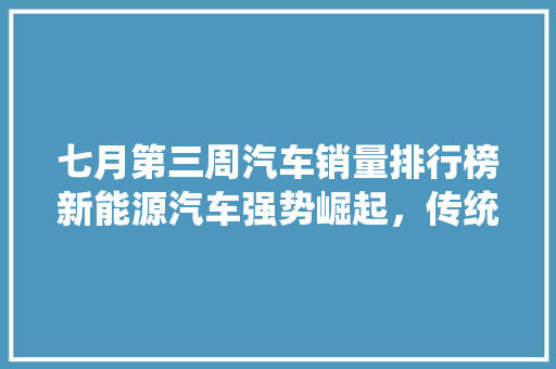 七月第三周汽车销量排行榜新能源汽车强势崛起，传统车企面临挑战