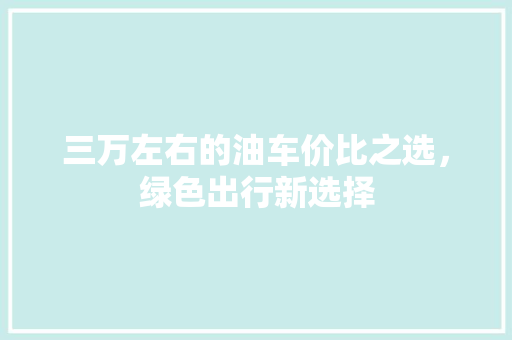 三万左右的油车价比之选，绿色出行新选择
