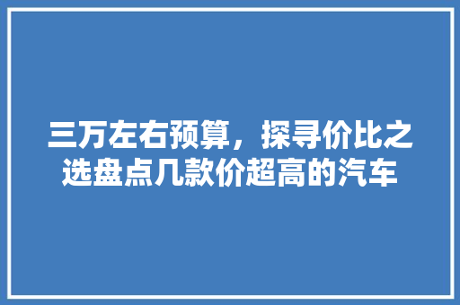 三万左右预算，探寻价比之选盘点几款价超高的汽车