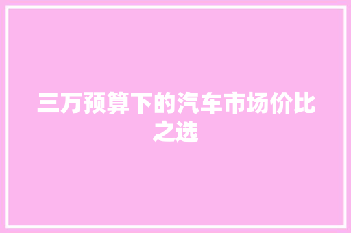 三万预算下的汽车市场价比之选