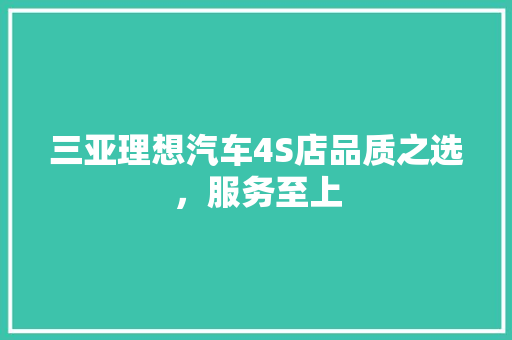 三亚理想汽车4S店品质之选，服务至上