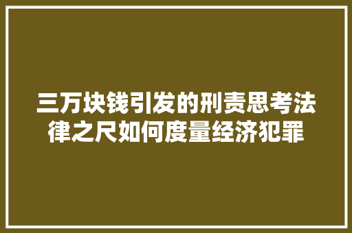 三万块钱引发的刑责思考法律之尺如何度量经济犯罪