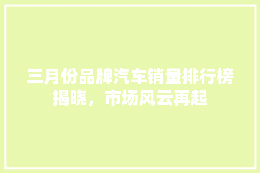 三月份品牌汽车销量排行榜揭晓，市场风云再起