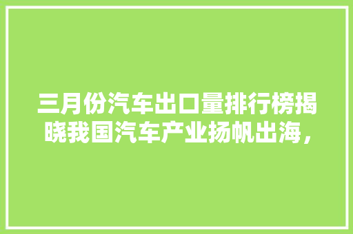 三月份汽车出口量排行榜揭晓我国汽车产业扬帆出海，领跑全球