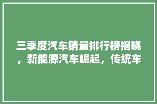 三季度汽车销量排行榜揭晓，新能源汽车崛起，传统车企面临挑战