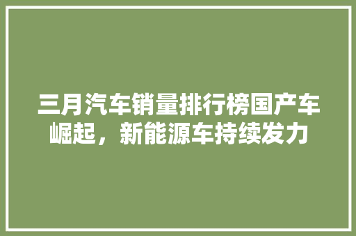 三月汽车销量排行榜国产车崛起，新能源车持续发力
