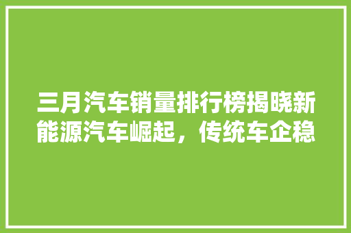 三月汽车销量排行榜揭晓新能源汽车崛起，传统车企稳扎稳打