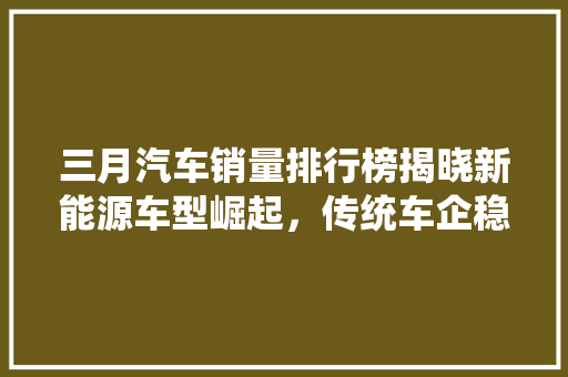 三月汽车销量排行榜揭晓新能源车型崛起，传统车企稳中求进