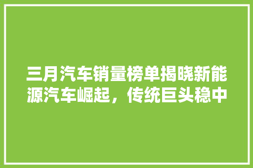 三月汽车销量榜单揭晓新能源汽车崛起，传统巨头稳中求变