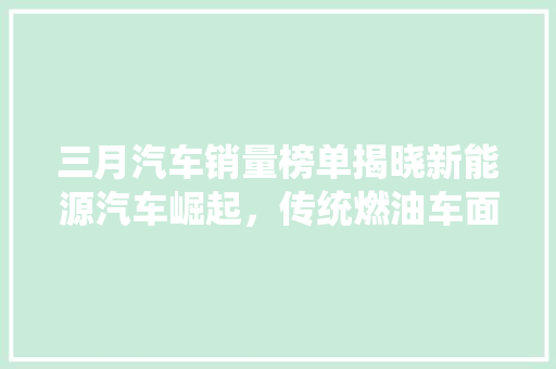 三月汽车销量榜单揭晓新能源汽车崛起，传统燃油车面临挑战