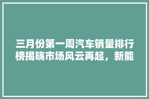 三月份第一周汽车销量排行榜揭晓市场风云再起，新能源车型引领潮流