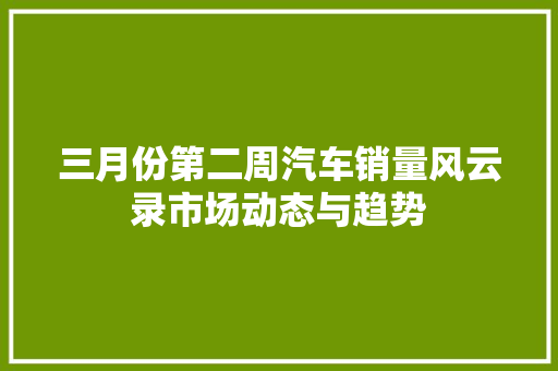 三月份第二周汽车销量风云录市场动态与趋势