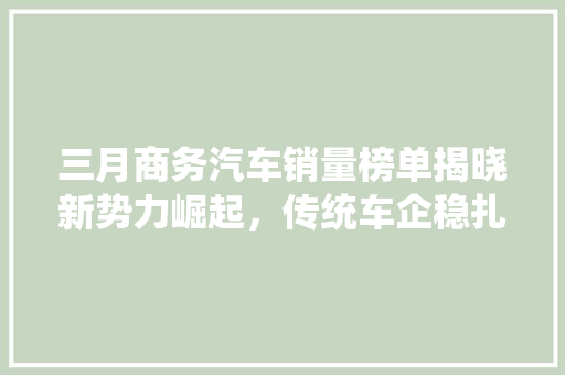 三月商务汽车销量榜单揭晓新势力崛起，传统车企稳扎稳打