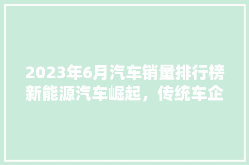 2023年6月汽车销量排行榜新能源汽车崛起，传统车企面临挑战