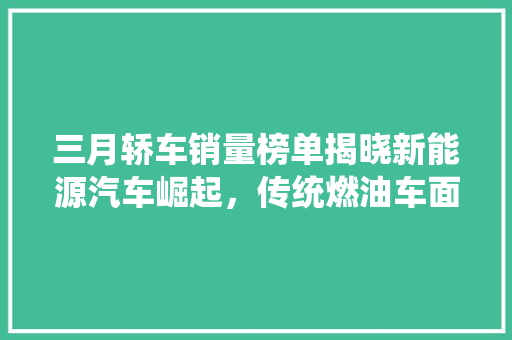 三月轿车销量榜单揭晓新能源汽车崛起，传统燃油车面临挑战
