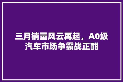 三月销量风云再起，A0级汽车市场争霸战正酣