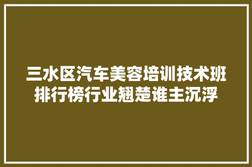 三水区汽车美容培训技术班排行榜行业翘楚谁主沉浮