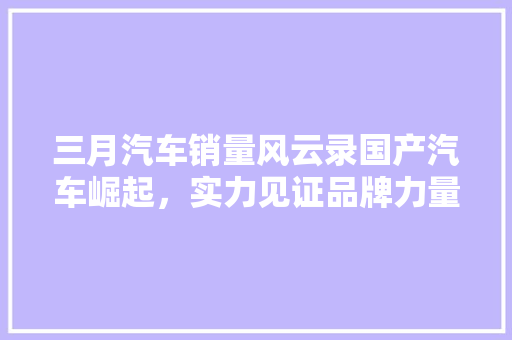 三月汽车销量风云录国产汽车崛起，实力见证品牌力量